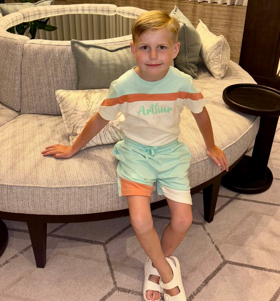 Personalised Colour Block T-Shirt & Shorts Set