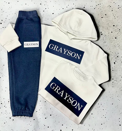 Personalised White & Navy Blue Tracksuit