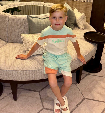 Personalised Colour Block T-Shirt & Shorts Set