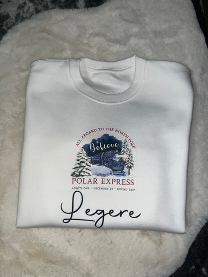 White All Aboard the Polar Express Sweater