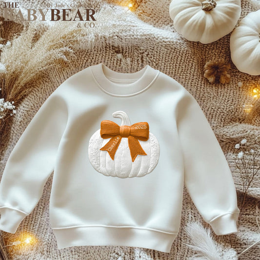 Personalised Orange Embroidery Style Autumn Sweater