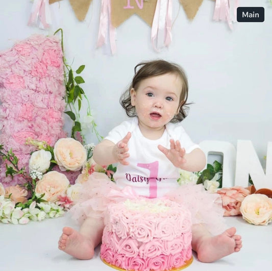 Pink Crown Personalised Name/Number Birthday Bodysuit