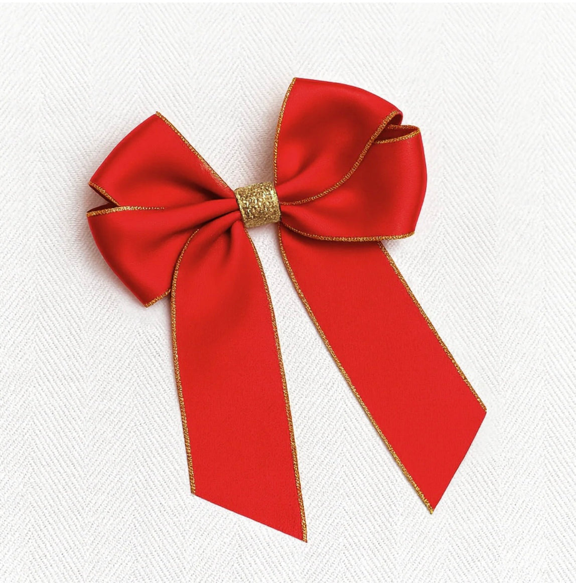 Red and Gold 6" Glitter Hair Bow
