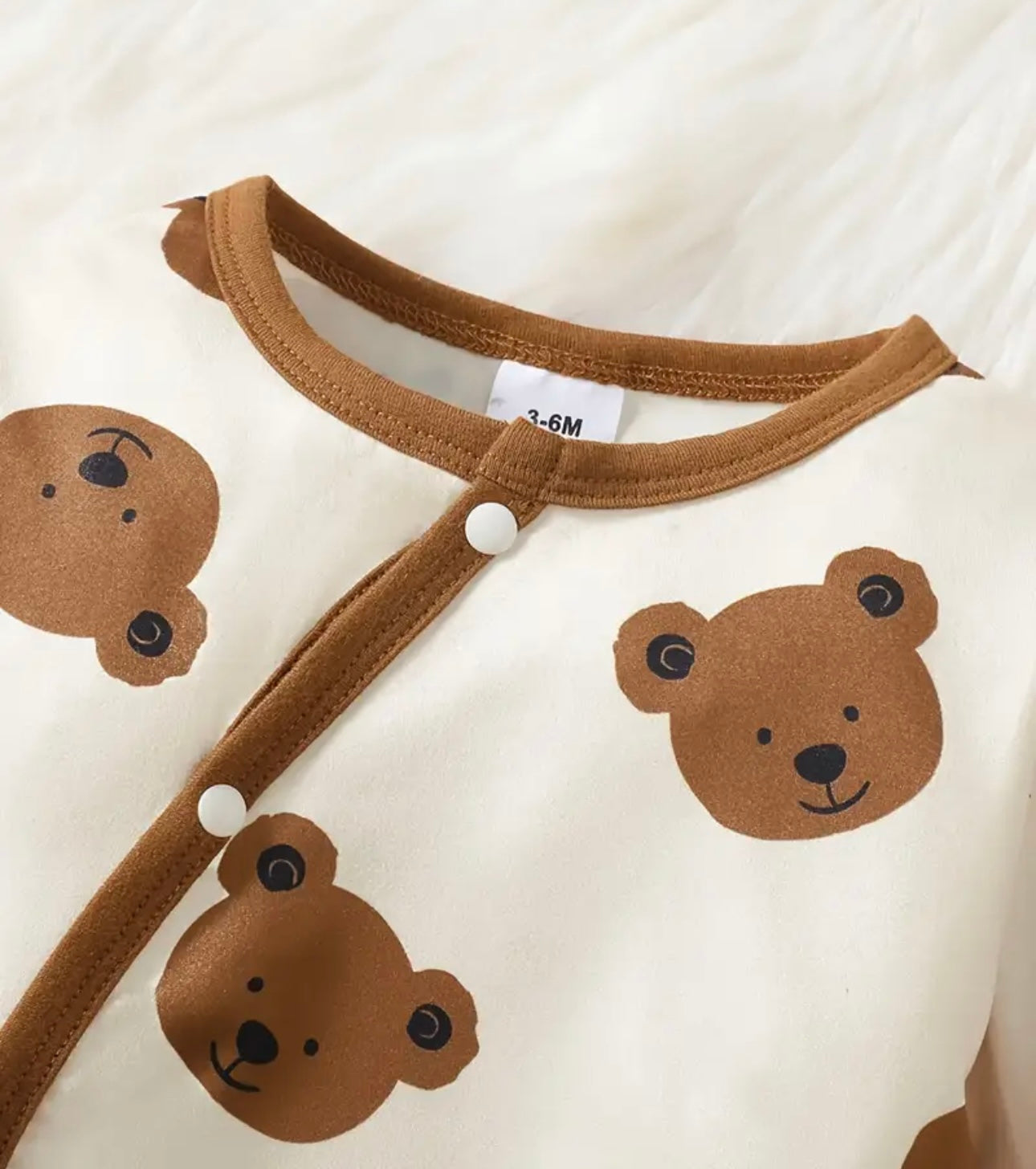 Teddy Bear Print Sleepsuit & Hat
