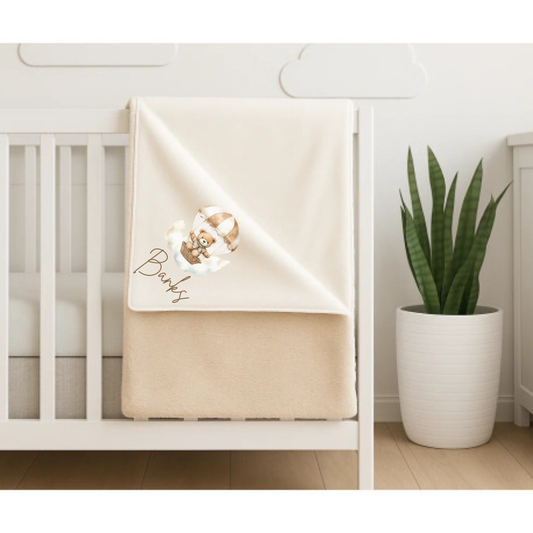 Personalised Reversible Fleece by Baby Blanket - Natural