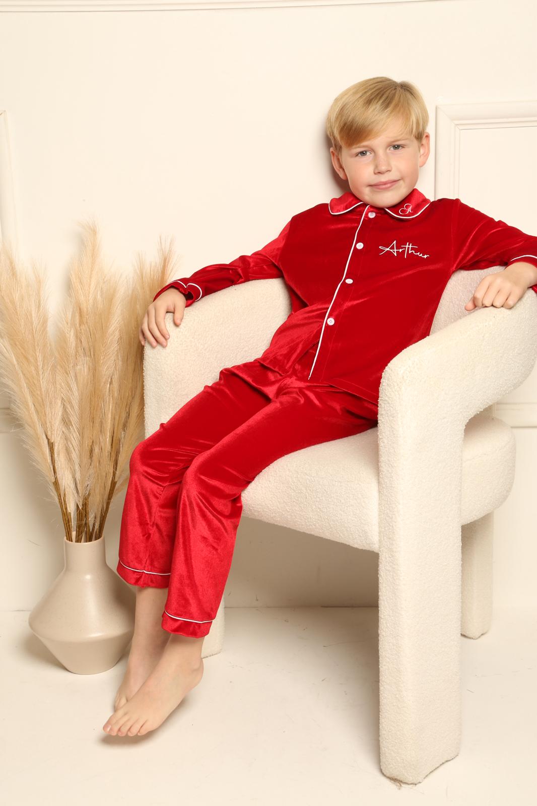 Boys/Men’s Royal Red Velvet Christmas Pyjamas