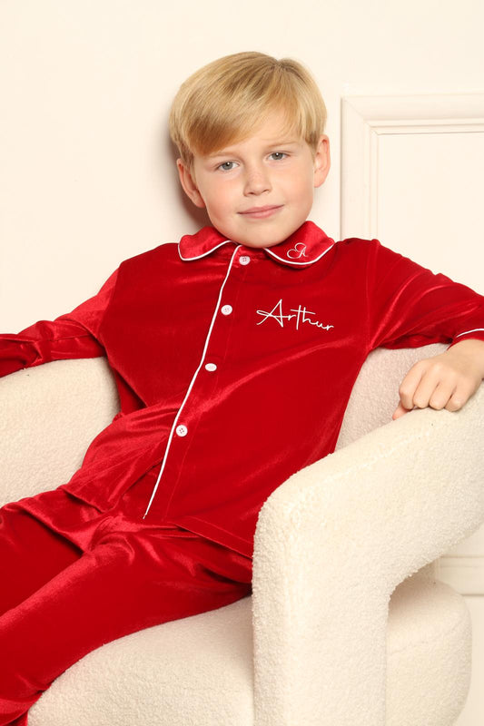 Boys/Men’s Royal Red Velvet Christmas Pyjamas