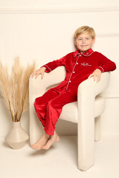 Boys/Men’s Royal Red Velvet Christmas Pyjamas