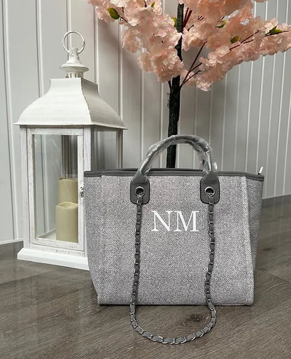 The Jade Canvas Initial Grey Medium Bag