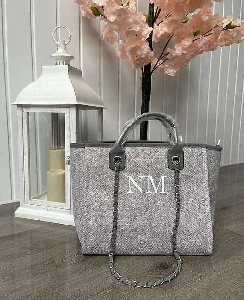The Jade Canvas Initial Grey Medium Bag