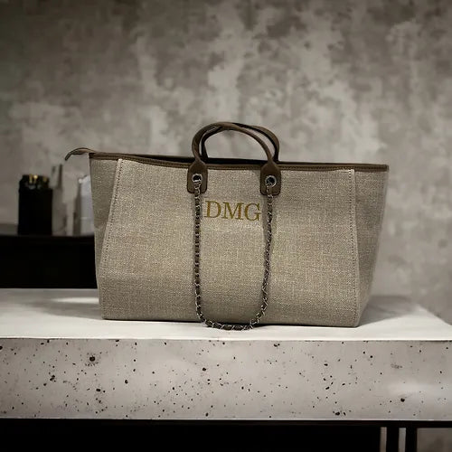The Jade Canvas Initial Fawn/Brown Weekender Bag