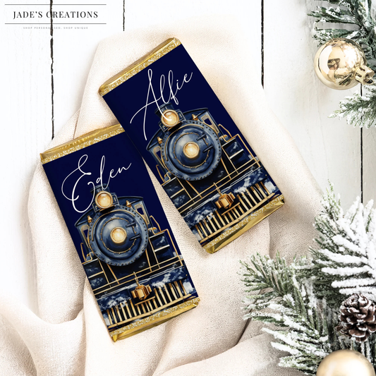 Personalised Polar Express Galaxy Chocolate Wrapper - Navy
