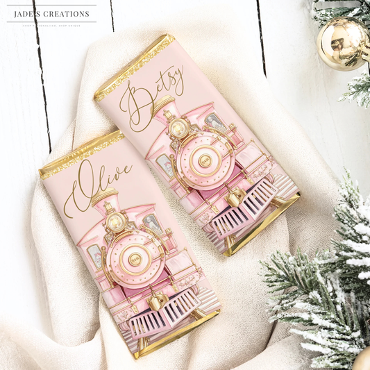 Personalised Polar Express Galaxy Chocolate Wrapper - Pink